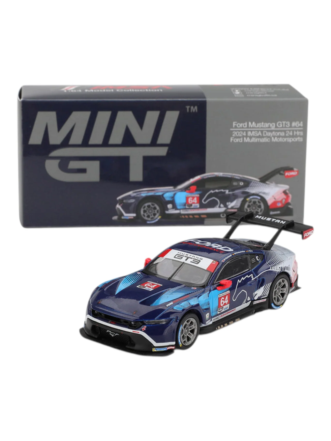 Mini GT Ford Mustang GT3 #64 Ford Multimatic Motorsports 2024 IMSA Daytona 24 Hrs #898 1:64 Scale