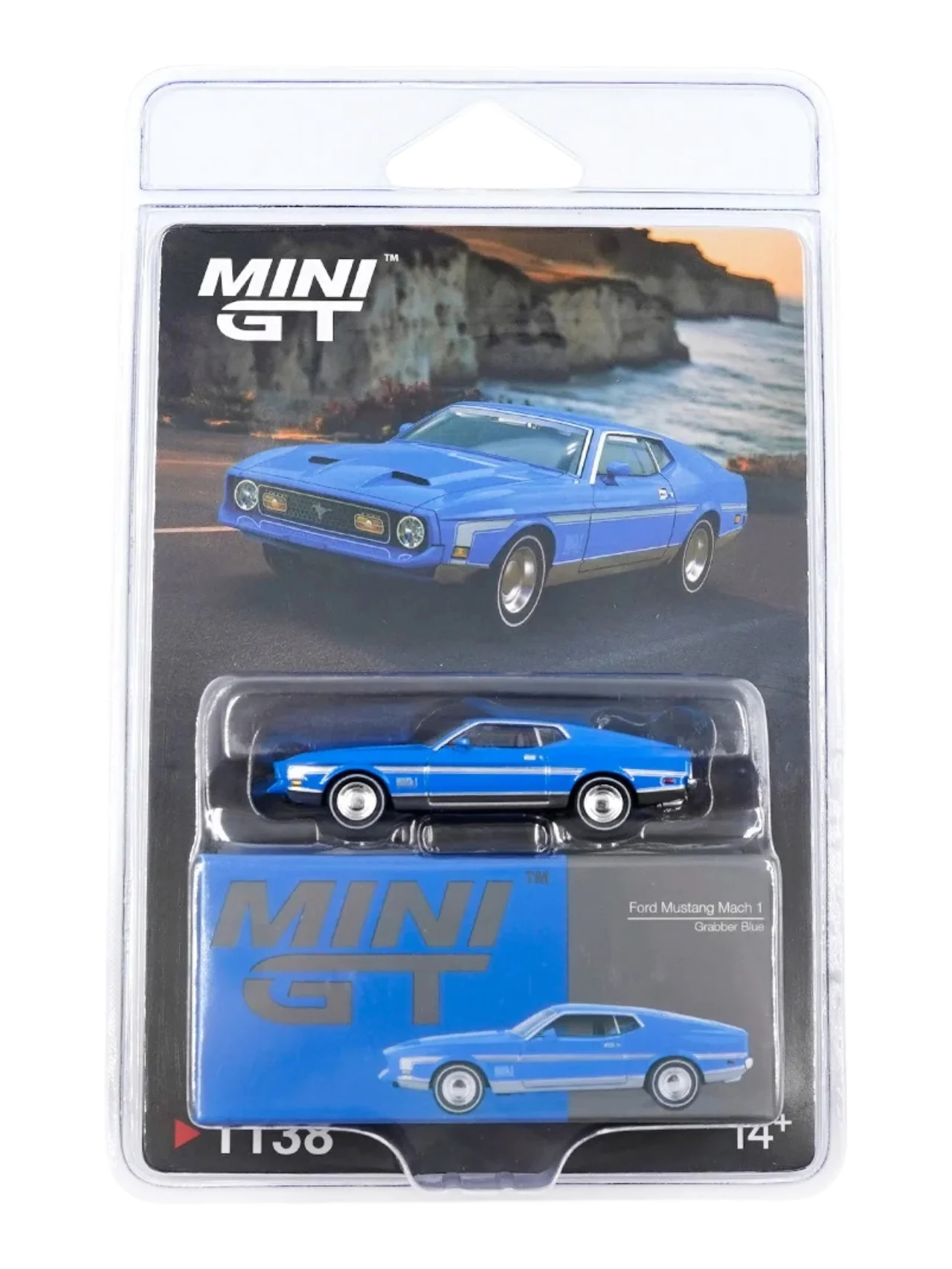 Mini GT Ford Mustang Mach 1 Grabber Blue (No.1138) 1:64 Scale - Image 2