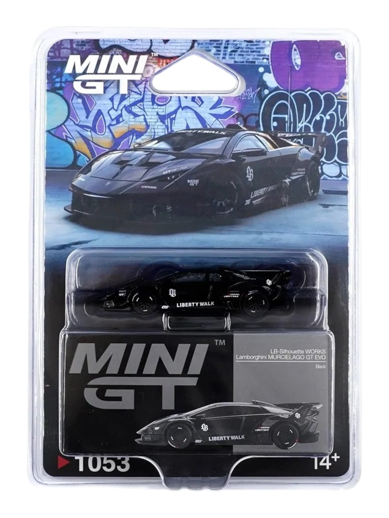 Mini GT Lamborghini LB-Silhouette WORKS MURCIELAGO GT Evo Black Code 1053 1:64 Scale