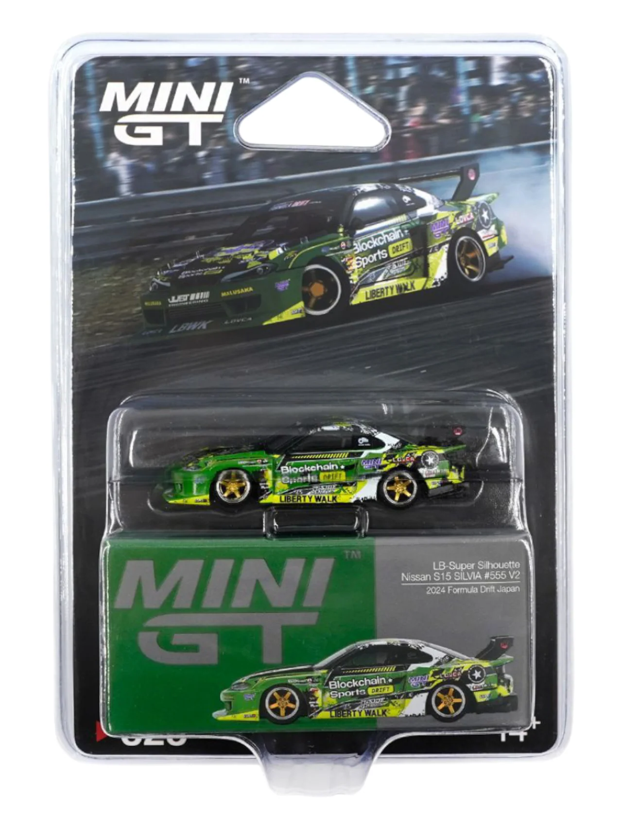 Mini GT LB-Super Silhouette Nissan S15 Silvia #555 V2 (2024 Formula Drift Japan) Code-823 1:64 Scale - Image 2