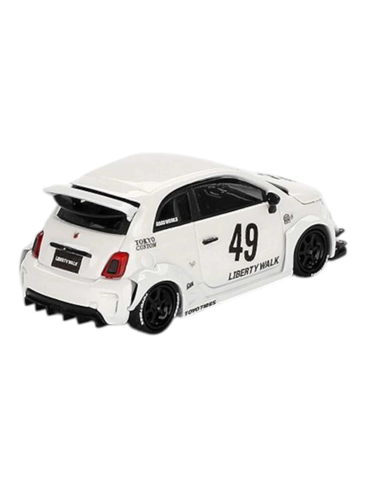Mini GT LB-Works x Abas Works Abarth 595 Gara White 1:64 Scale - Image 3