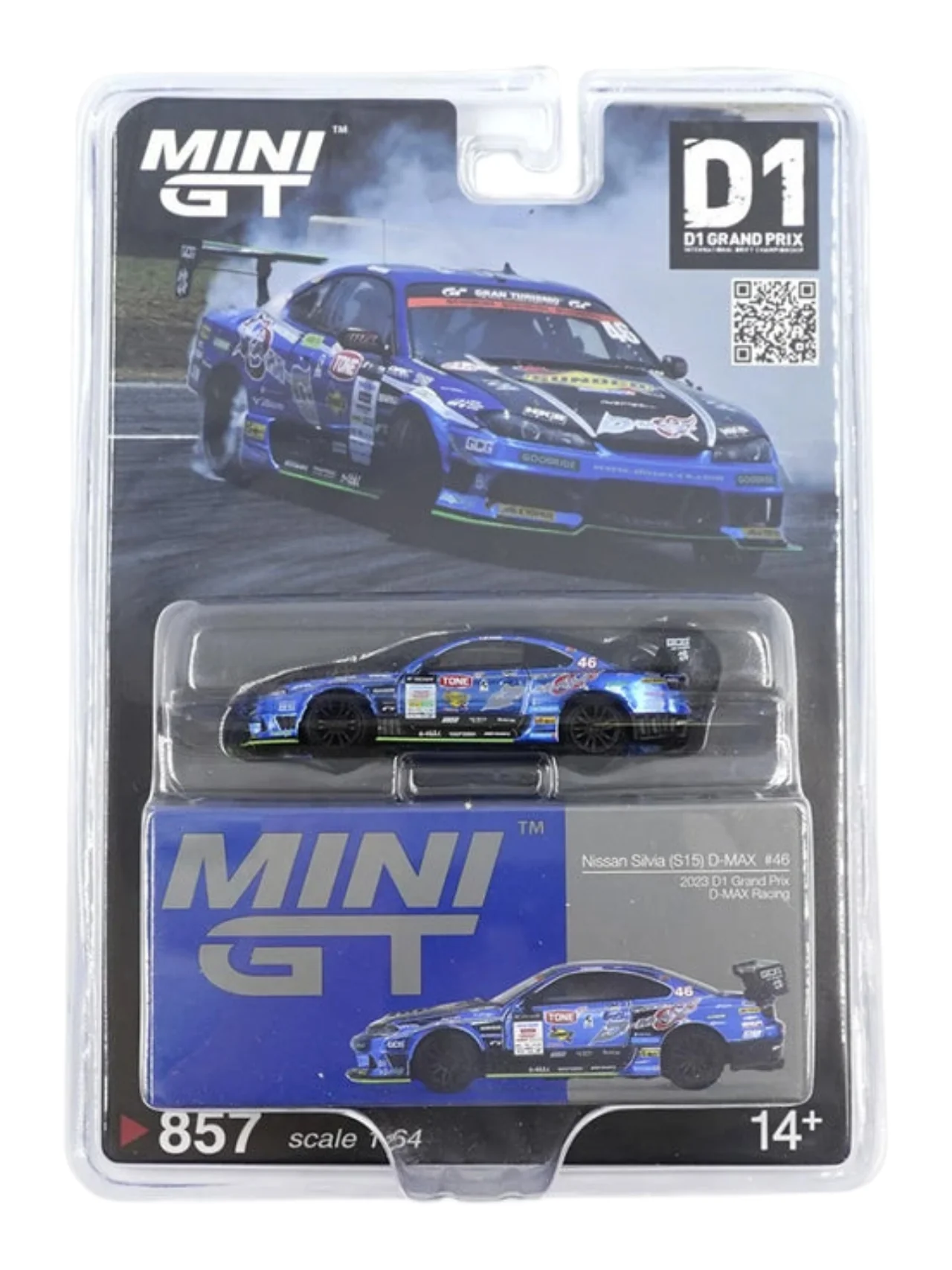 Mini GT Nissan Silvia (S15) D-Max #46 D-Max Racing 2023 D1 Grand Prix (Code-857) 1:64 Scale