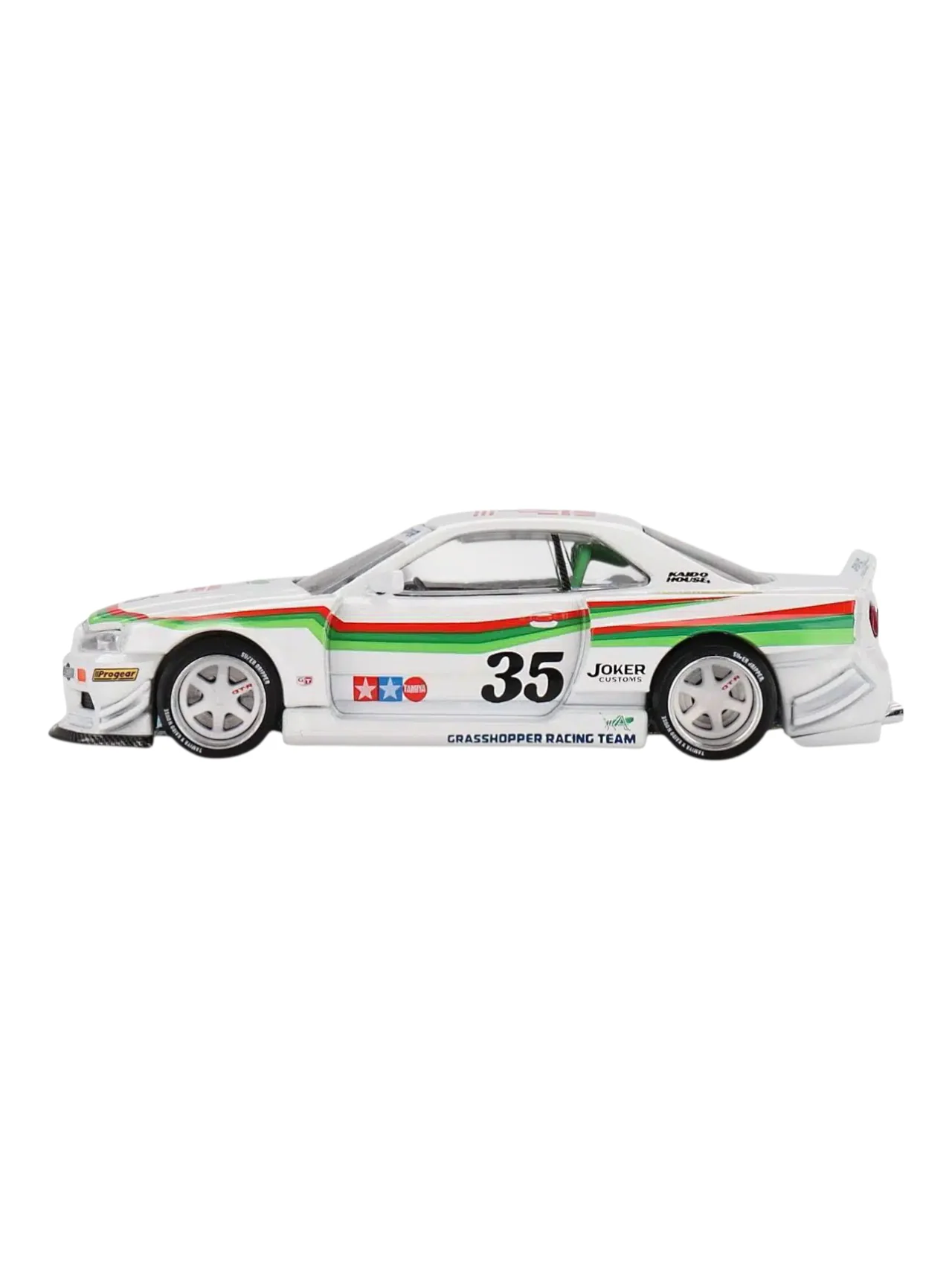 Mini GT Tamiya x Kaido House Collaboration Nissan Skyline GT-R (R34) "The Grasshopper" 1:64 Scale - Image 4