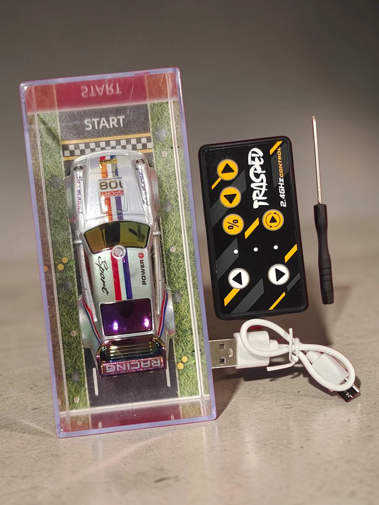 Mini RC Car Remote Control Trasped Speed Regulating Alloy Model Car 2.4 GHZ Control System 1:64 Scale - Image 3