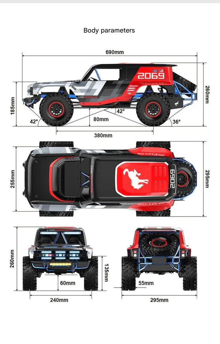 MJX H8p Ford Motor Company Bronco R Licensed 4WD RC Rock Crawler – Brushless Motor, 80A ESC, High-Speed Off-Road Remote Control Vehicle Imported 1:8 Scale - Image 3