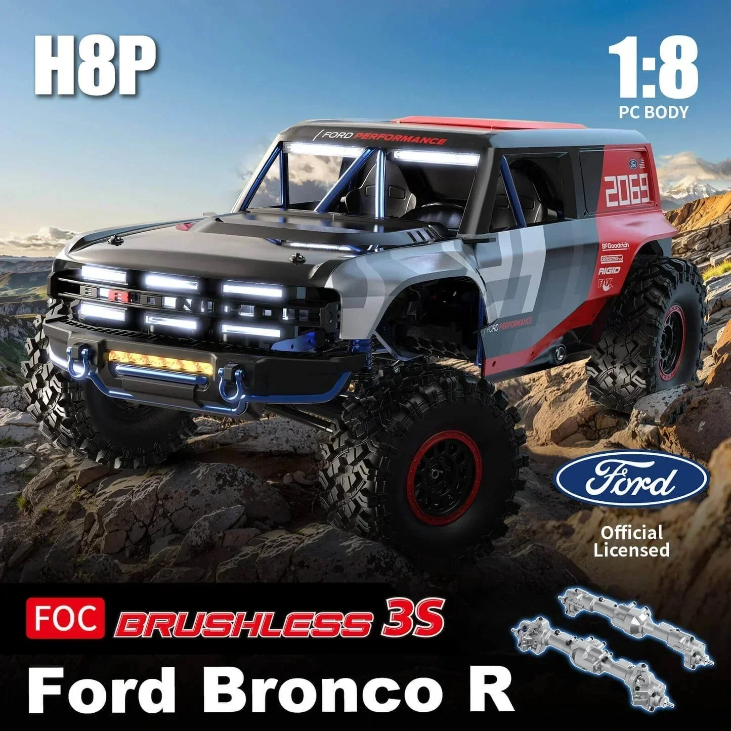 MJX H8p Ford Motor Company Bronco R Licensed 4WD RC Rock Crawler – Brushless Motor, 80A ESC, High-Speed Off-Road Remote Control Vehicle Imported 1:8 Scale - Image 9