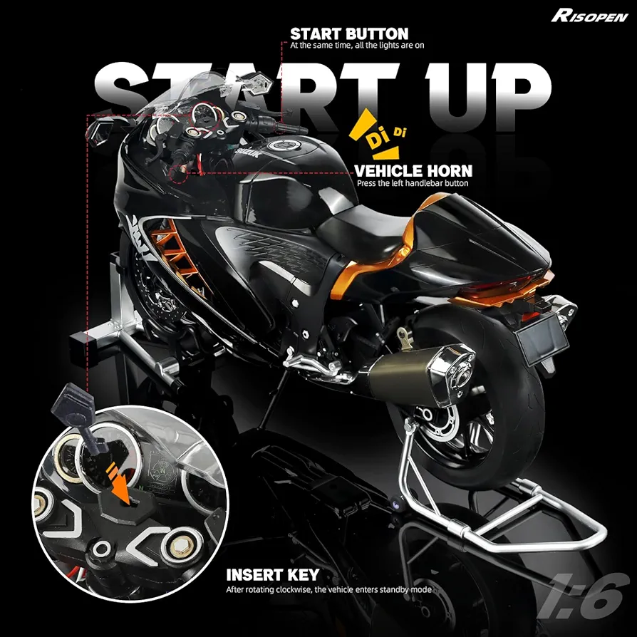 Suzuki Hayabusa Superbike Collectible Model – Black & Gold edition 1:6 scale - Image 7