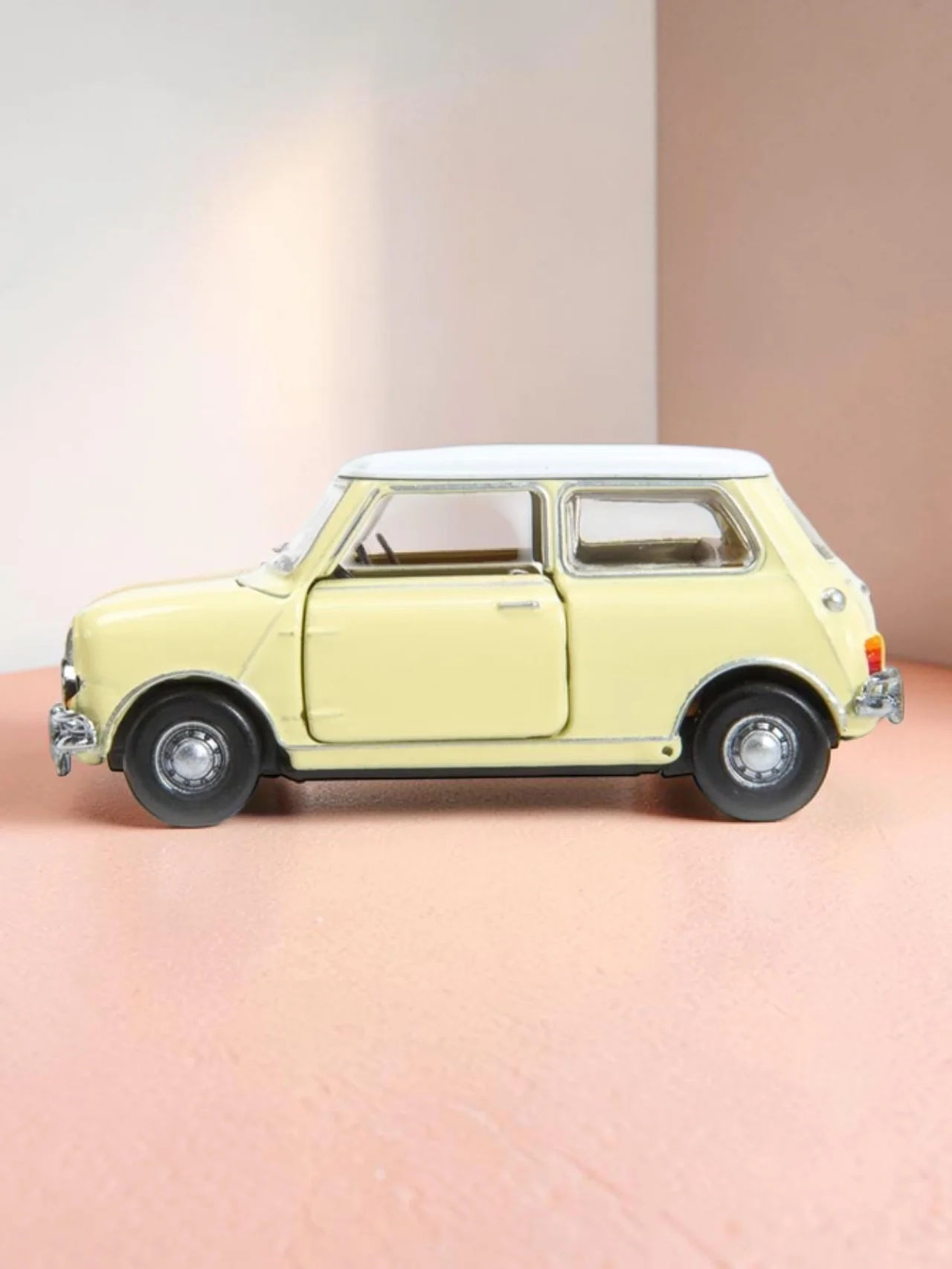 TINY PANTONE Mini Cooper Diecast Model Car – Classic Yellow Vintage Mini | Premium Collectible Toy Car with Display 1:50 Scale - Image 2