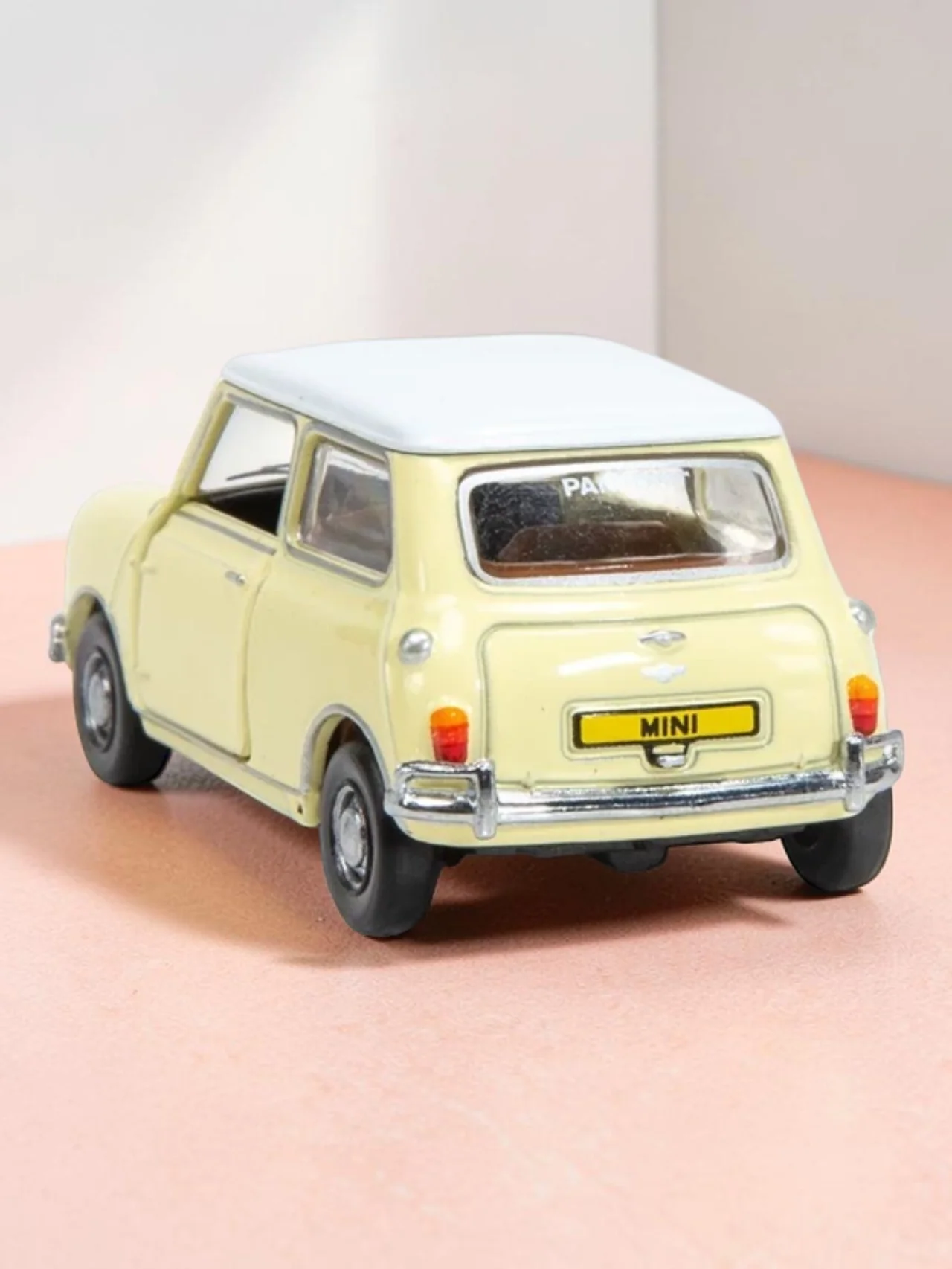 TINY PANTONE Mini Cooper Diecast Model Car – Classic Yellow Vintage Mini | Premium Collectible Toy Car with Display 1:50 Scale - Image 3