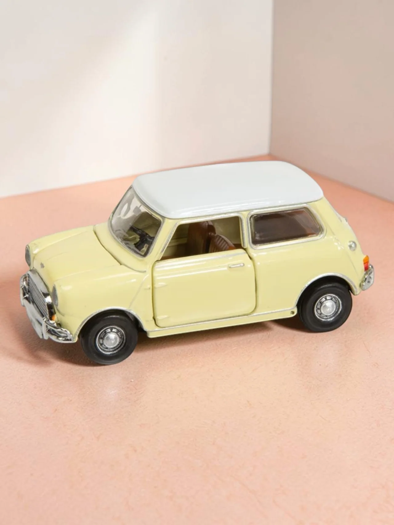 TINY PANTONE Mini Cooper Diecast Model Car – Classic Yellow Vintage Mini | Premium Collectible Toy Car with Display 1:50 Scale - Image 4