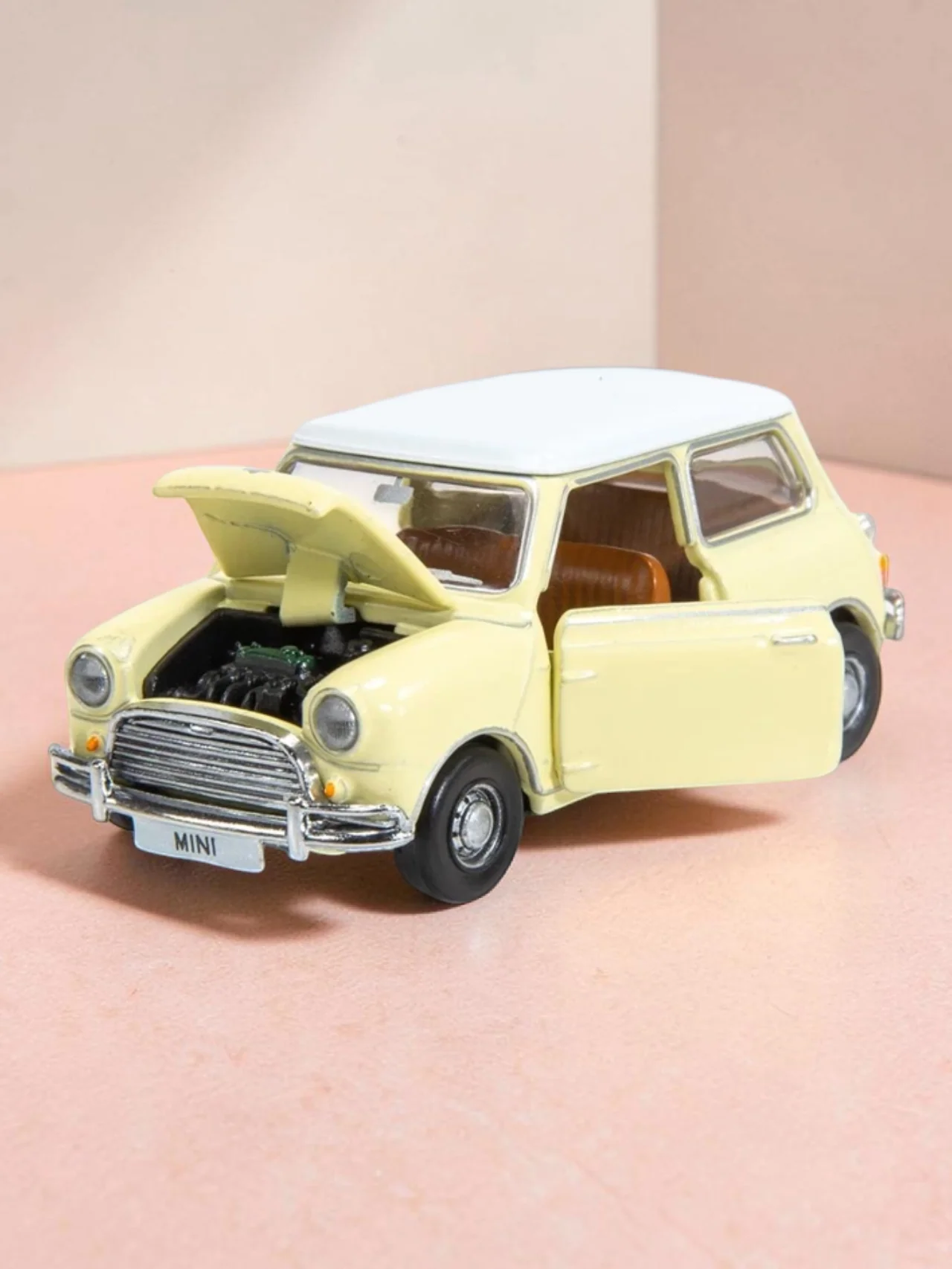 TINY PANTONE Mini Cooper Diecast Model Car – Classic Yellow Vintage Mini | Premium Collectible Toy Car with Display 1:50 Scale - Image 5