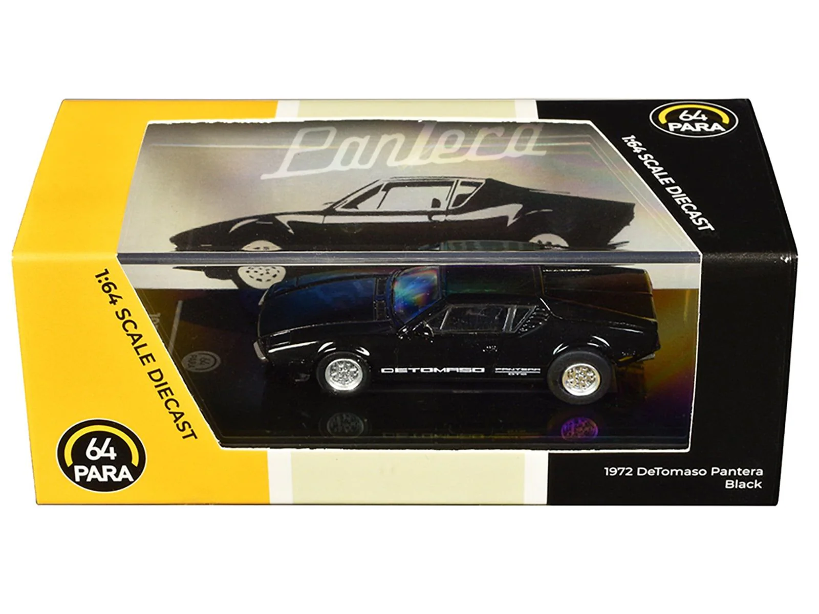 Para64 1972 DeTomaso Pantera Black 1:64 Scale Diecast - Image 2