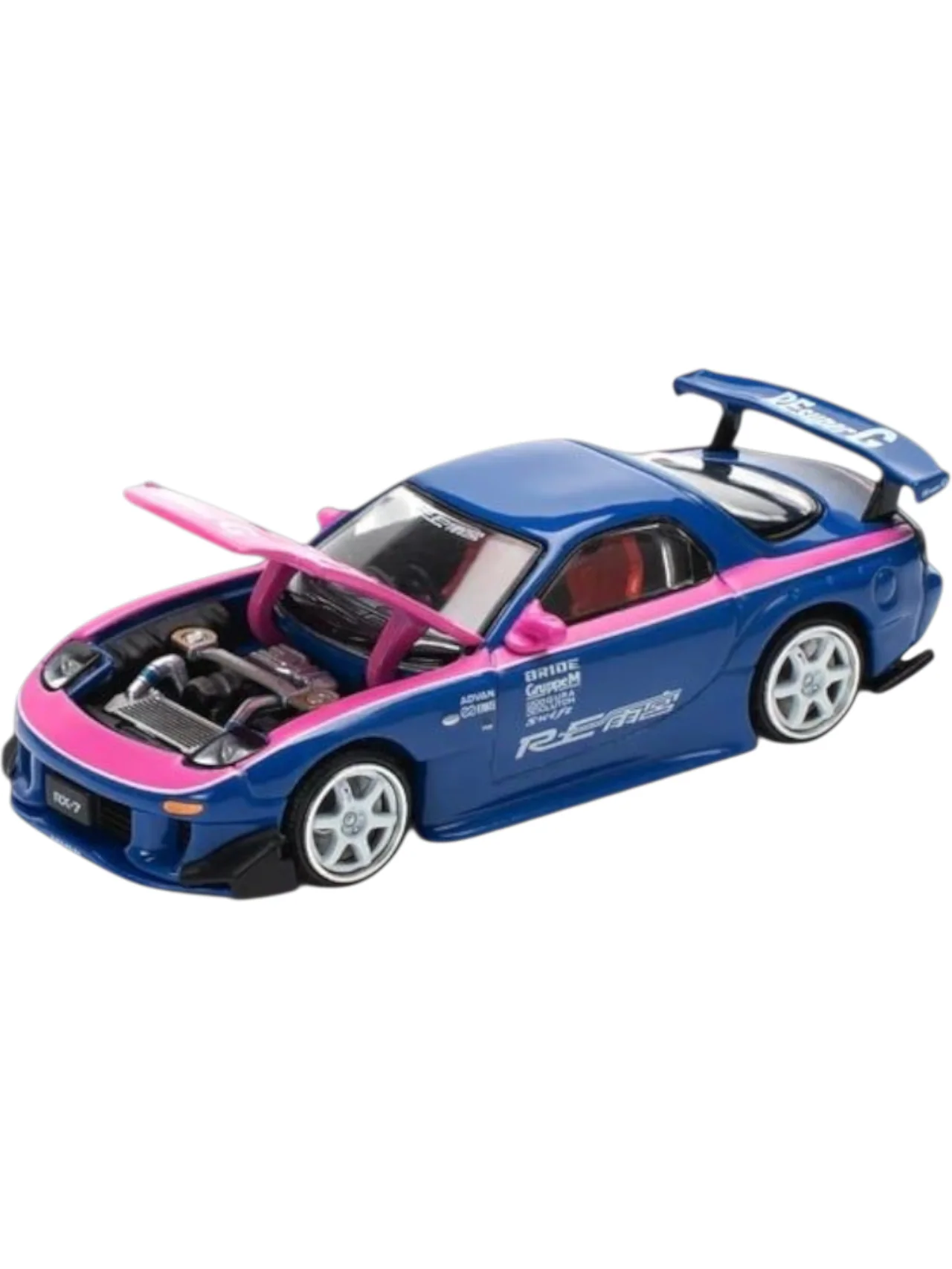 POP RACE Mazda RX-7 RE Amemiya Blue Pink 1:64 Die-Cast Car Model | PR64-240 - Image 3