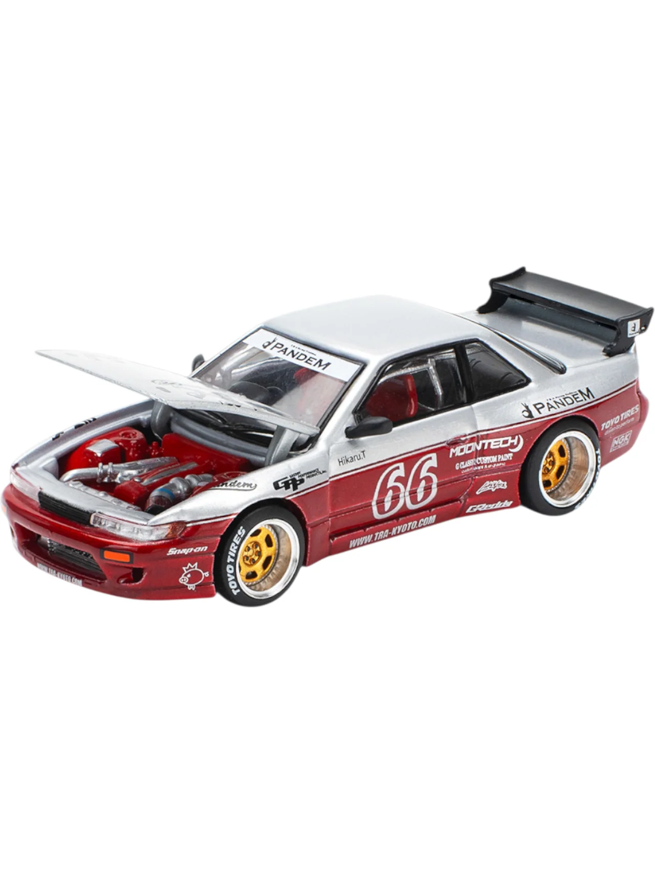 POP RACE Pandem Nissan Silvia S13 No.66 1:64 Die-Cast Car Model | PR64-258 - Image 3