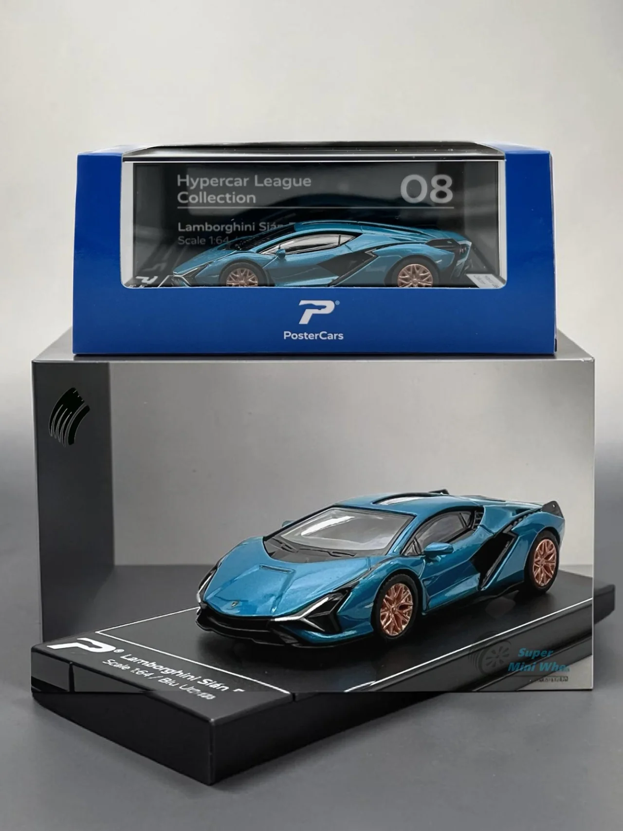 Postercars Hypercar League Collection Lamborghini Sian FKP 37 1:64 Scale / Blue Uranus No 08