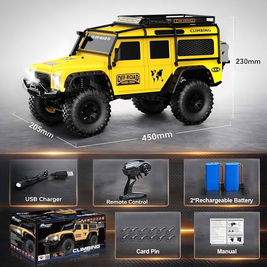 RC Cars Racing Rally RTR Remote Control Car 4WD 2.4GHz Brushed Offroad Racing Hobby Grade Model Vehicle with LED Lights 2Pcs Battery Climbing Beast 1:10 Scale - Image 3