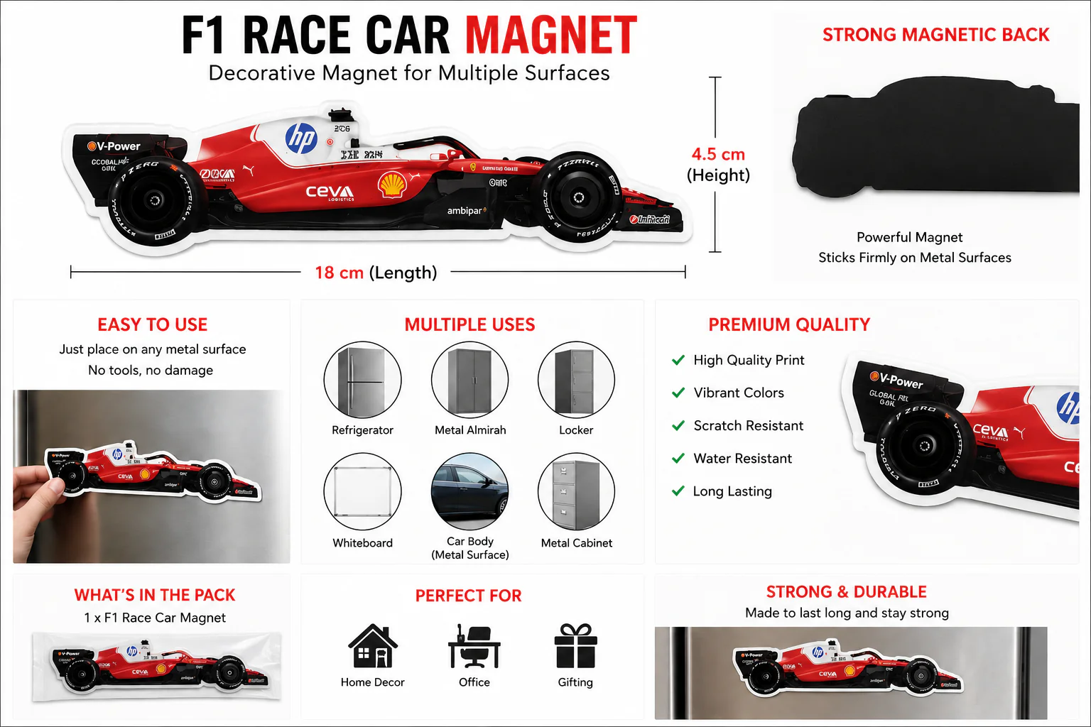 Red Bull Oracle Racing RB Formula 1 Car Magnet | Premium Decorative Fridge Magnet - Image 3