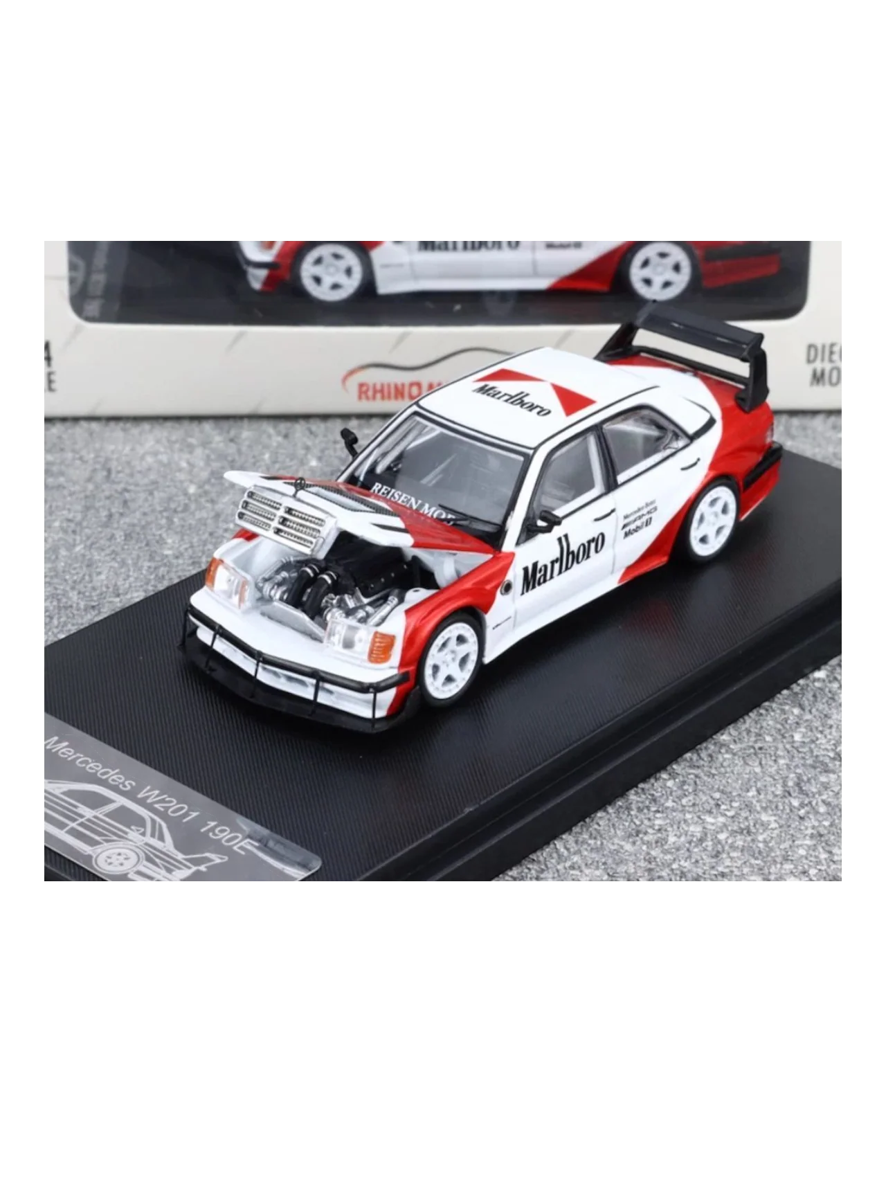 Rhino Model Mercedes W201 190E Marlboro Livery Premium Diecast 1:64 Scale (With Acrylic Case) - Image 8