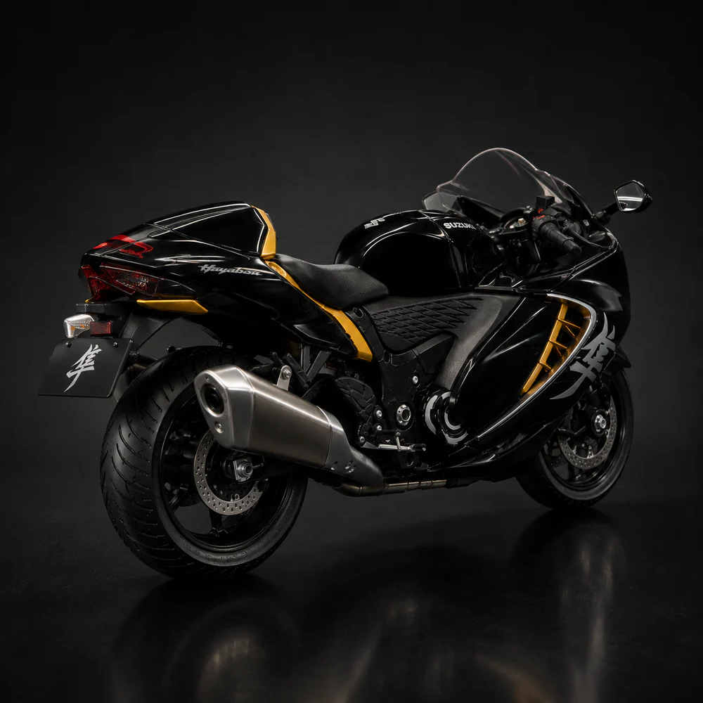 Suzuki Hayabusa Diecast Model Imported 1:18 Scale White/Black Motorcycle - Image 5