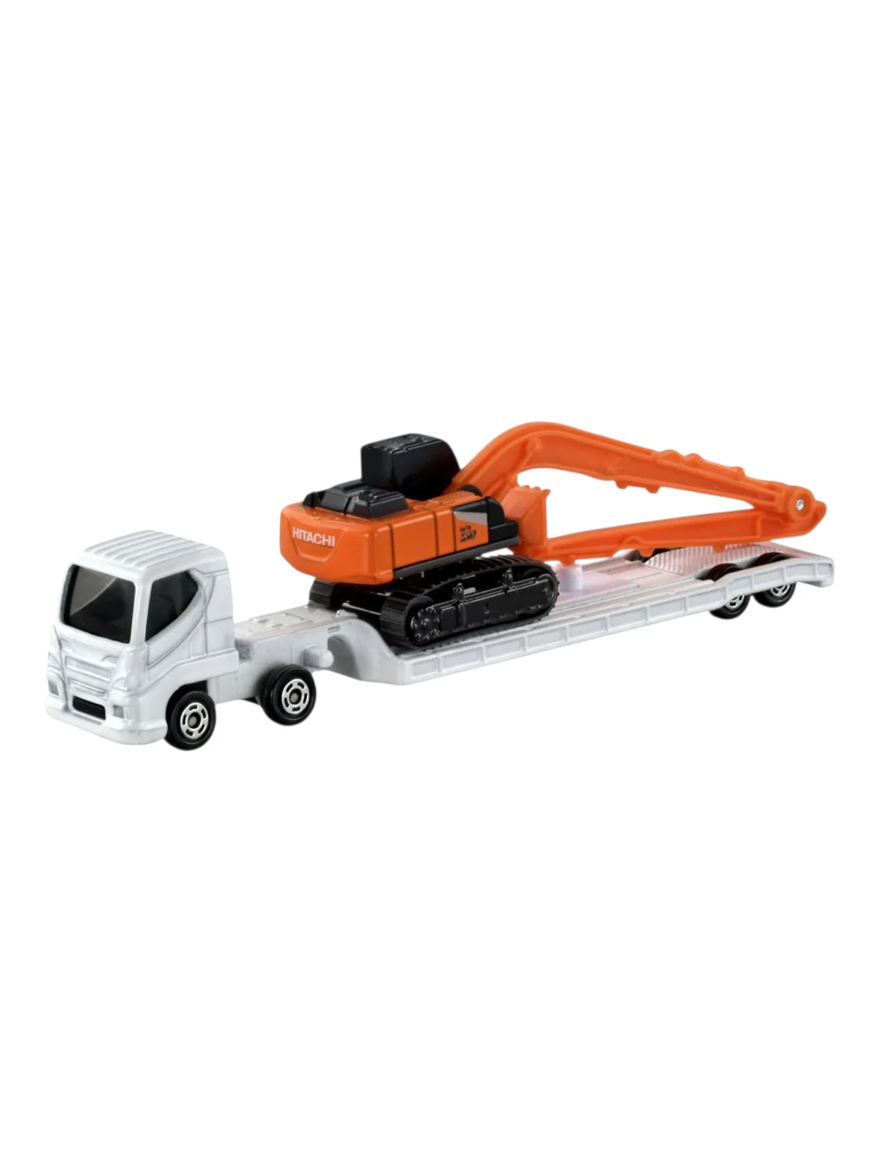 Takara Tomy Tomica Hitachi Construction Machinery Super Long Front Excavator ZX210-7 SLF and Transporter No 143 - Image 2