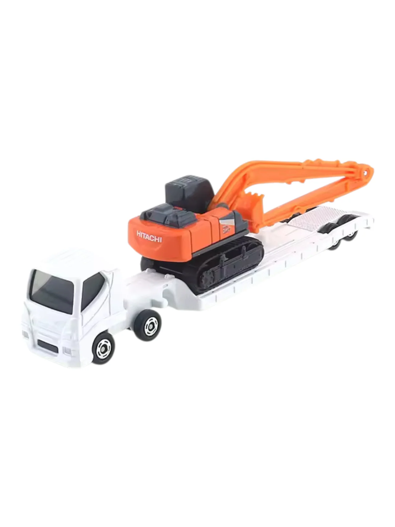 Takara Tomy Tomica Hitachi Construction Machinery Super Long Front Excavator ZX210-7 SLF and Transporter No 143 - Image 3