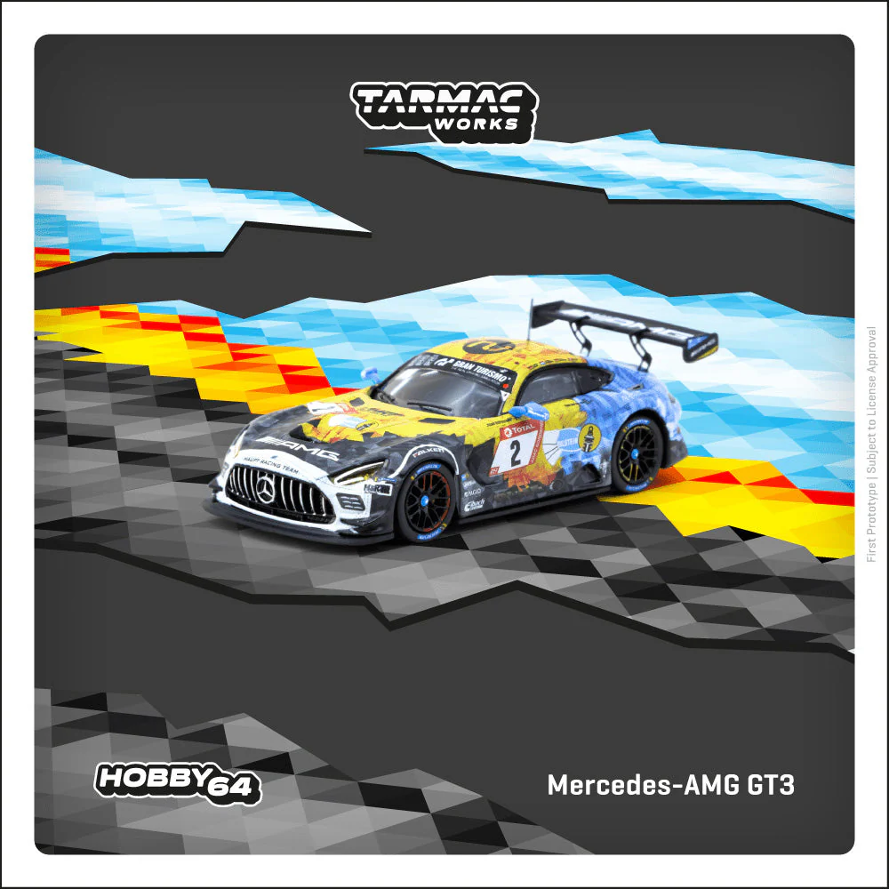 Tarmac Works Mercedes-AMG GT3 Nurburgring 24H 2020 Y.Buurman/P.Ellis/H.Haupt 1:64 Scale (With Acrylic Case) - Image 2