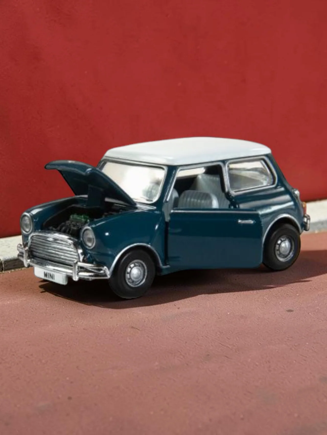 TINY PANTONE Mini Cooper Diecast Model Car – Classic Teal Blue Mini | Vintage Collectible Toy with Display Box 1:50 Scale - Image 2
