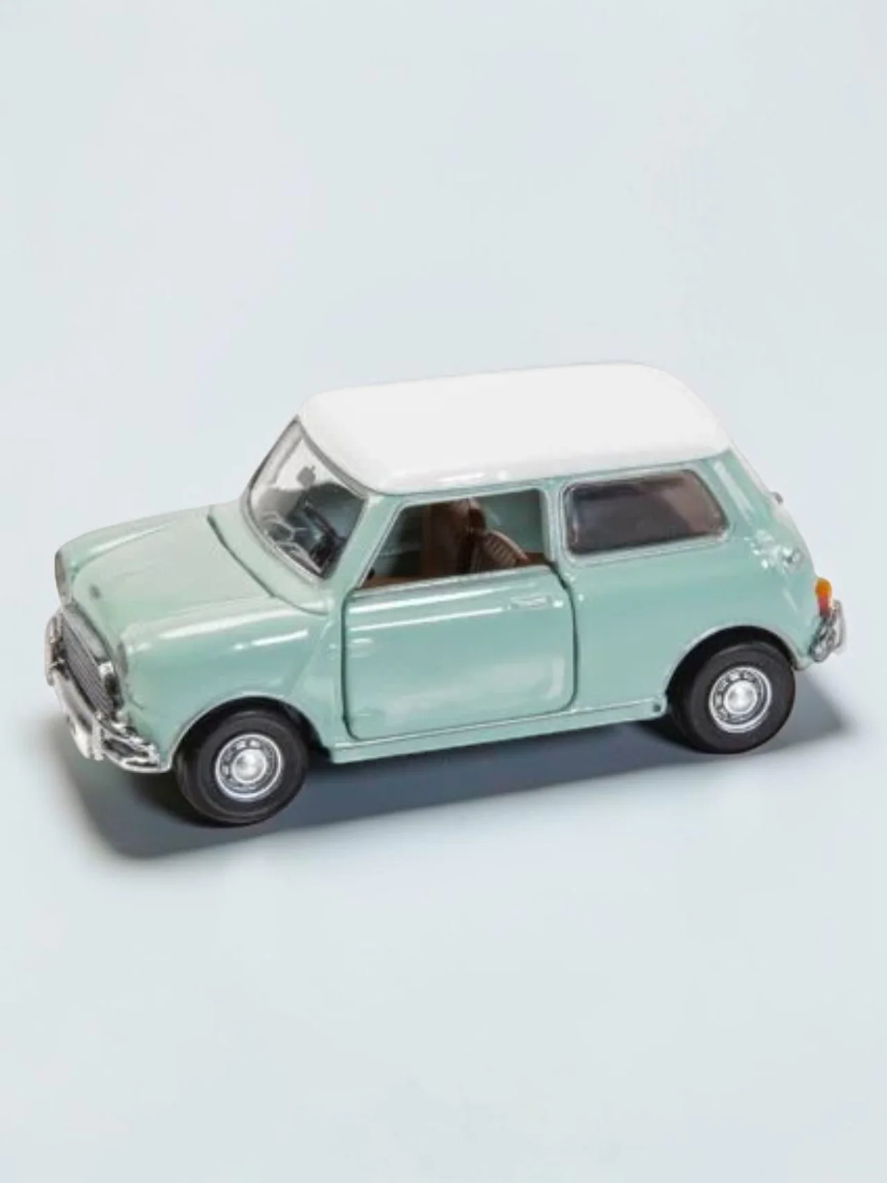 TINY PANTONE Mini Cooper Diecast Model Car – Classic Mint Green Mini | Vintage Collectible Toy with Display Box 1:50 Scale - Image 3