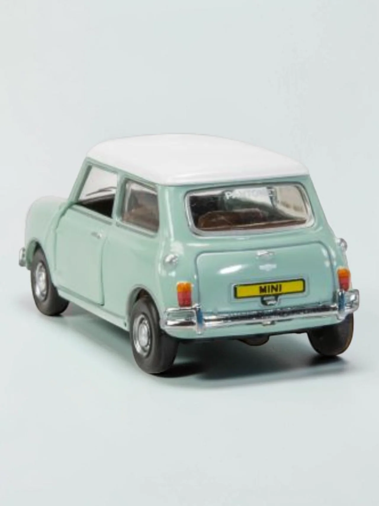 TINY PANTONE Mini Cooper Diecast Model Car – Classic Mint Green Mini | Vintage Collectible Toy with Display Box 1:50 Scale - Image 4
