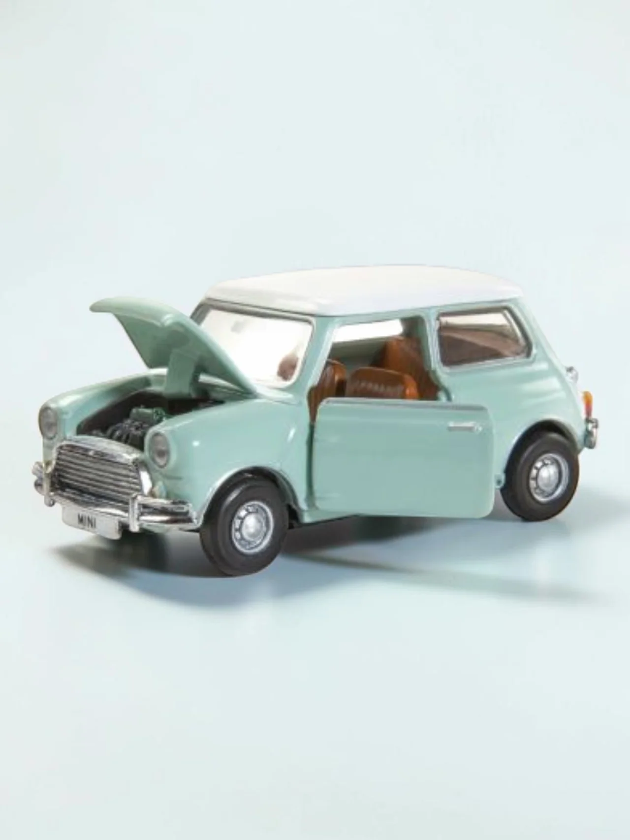 TINY PANTONE Mini Cooper Diecast Model Car – Classic Mint Green Mini | Vintage Collectible Toy with Display Box 1:50 Scale - Image 5