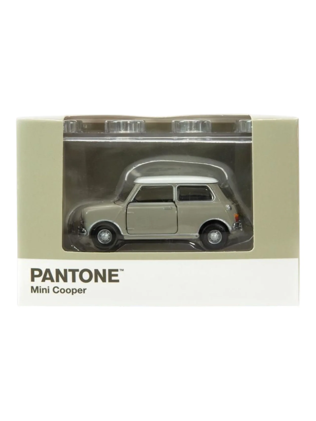 TINY PANTONE Mini Cooper Diecast Model Car – Classic Olive Green Mini | Vintage Collectible Toy with Display Box 1:50 Scale
