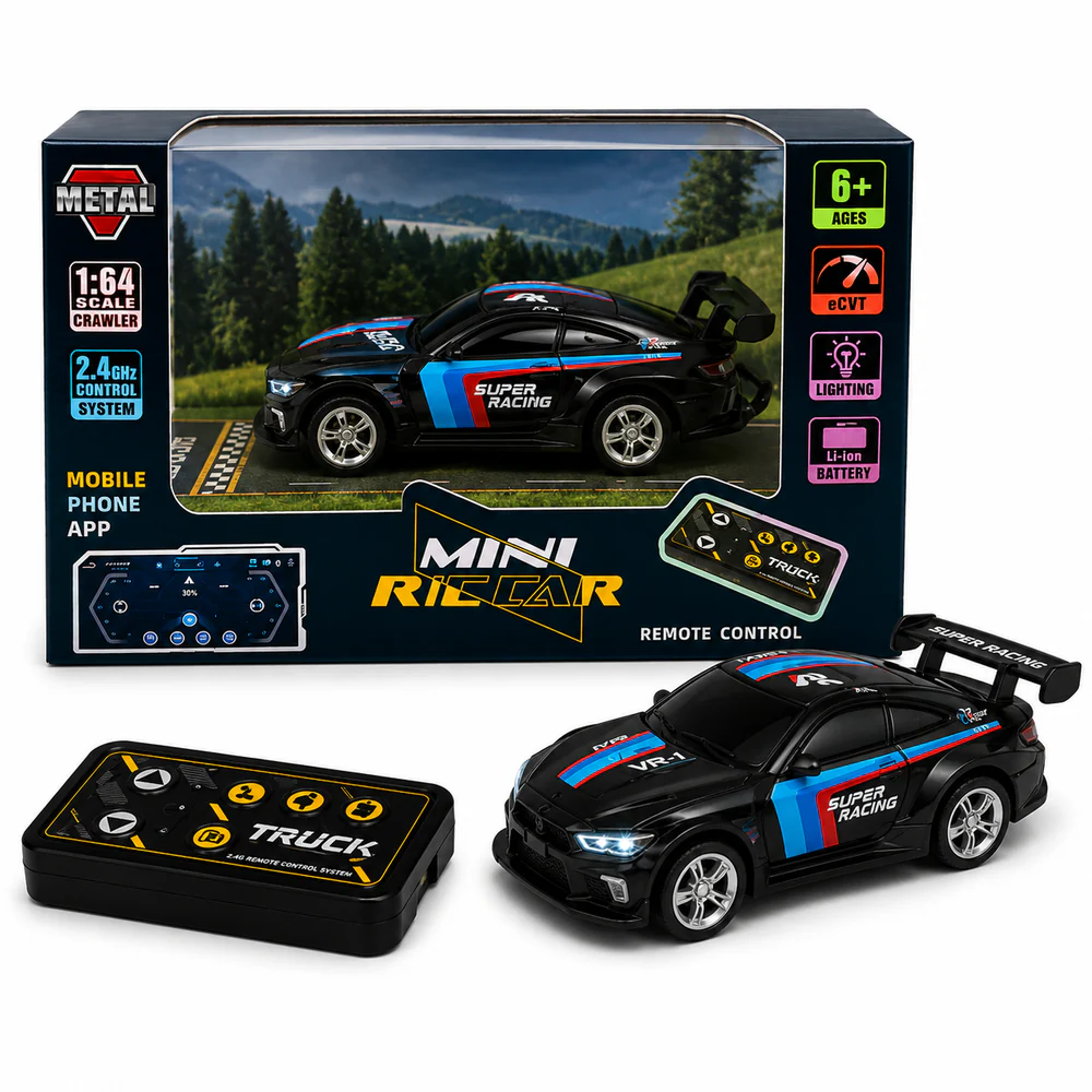 Trasped Mini RC Super Racing Car Speed Regulating Alloy Model Remote control Imported 1:64 Scale ( White ) - Image 3