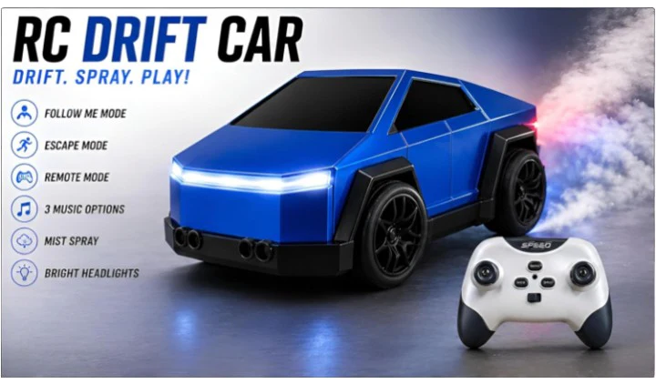 2.4GHz Mini Spray Drift Remote Control Car with Mist Spray, Follow Mode, Escape Mode, Light & Sound RC Toy Car 1:43 Scale - Image 3