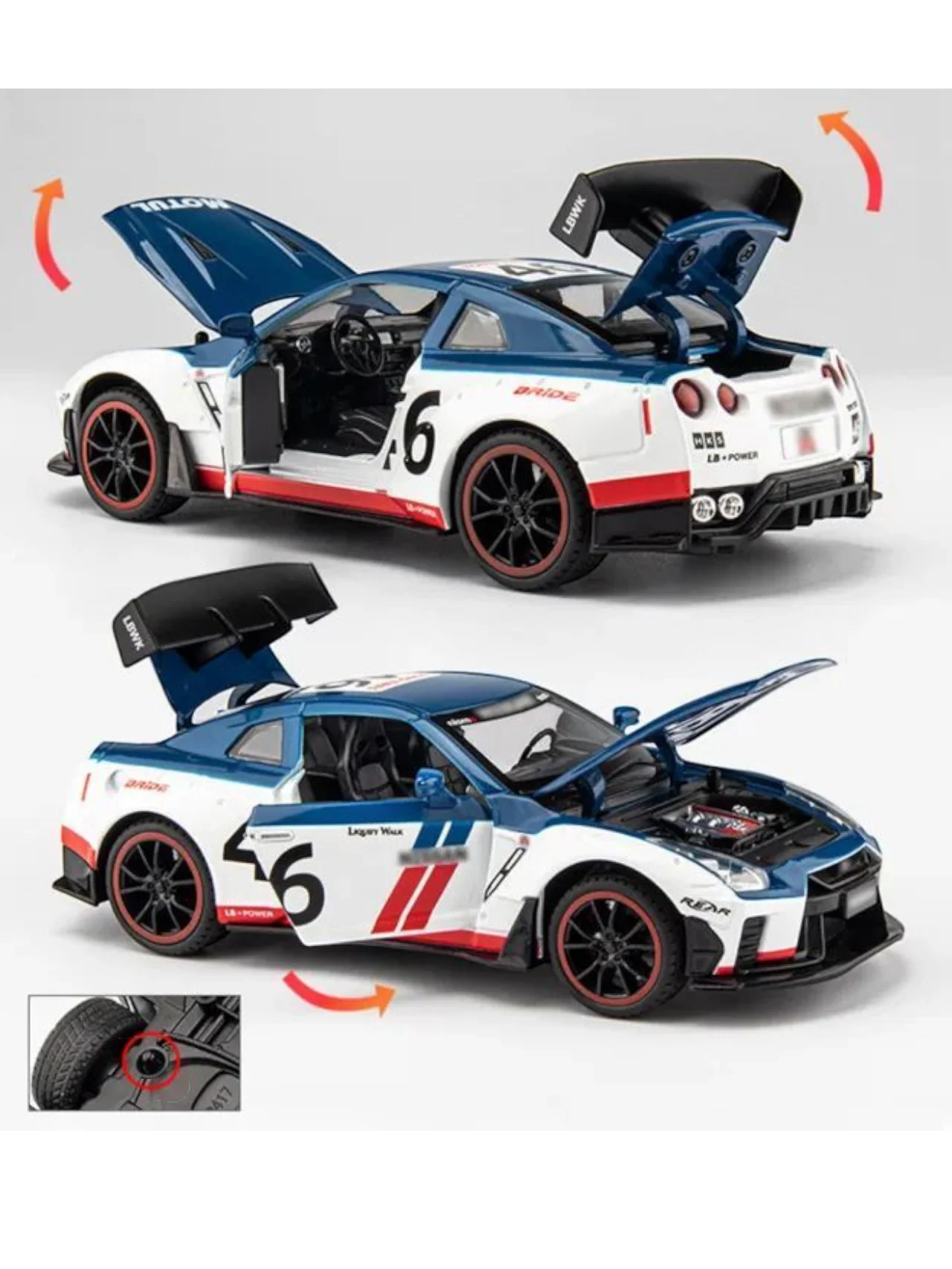 XQT Nissan GT-R R35 Alloy Car Simulation Die-Cast Model 1:22 Scale - Image 3