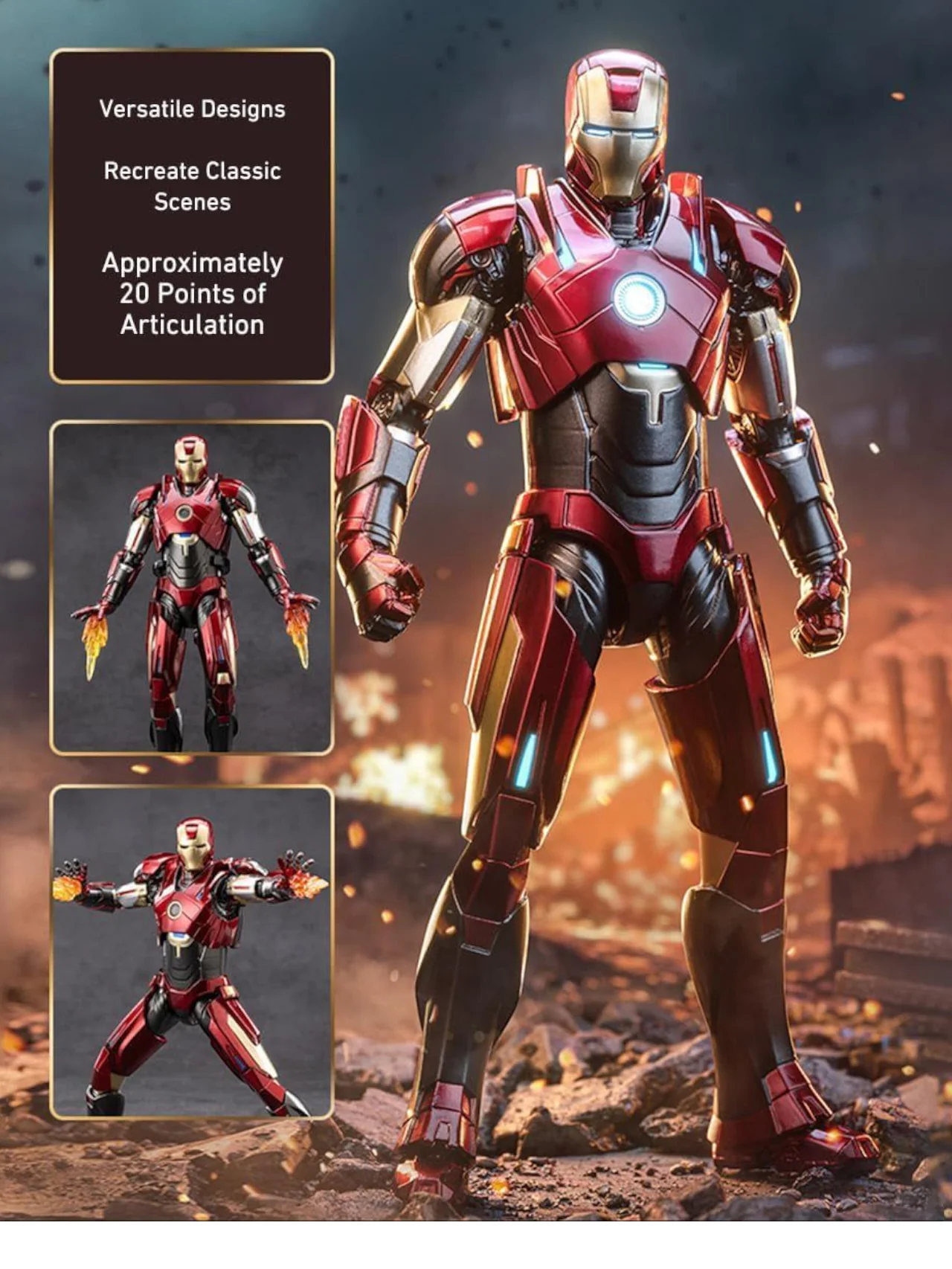 ZD Toys Marvel Studios The Infinity Saga Iron Man 3 MK16 1:10 Scale (Size-7 Inch) - Image 4